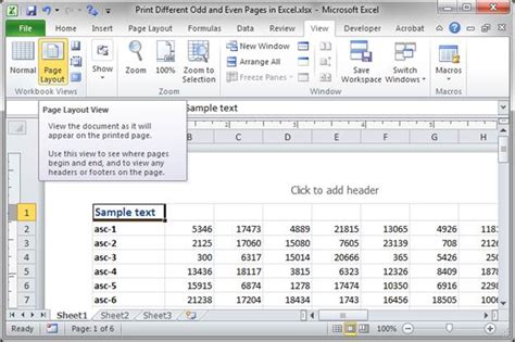 print odd pages in excel|Print Different Headers for Odd and Even Pages in Excel.